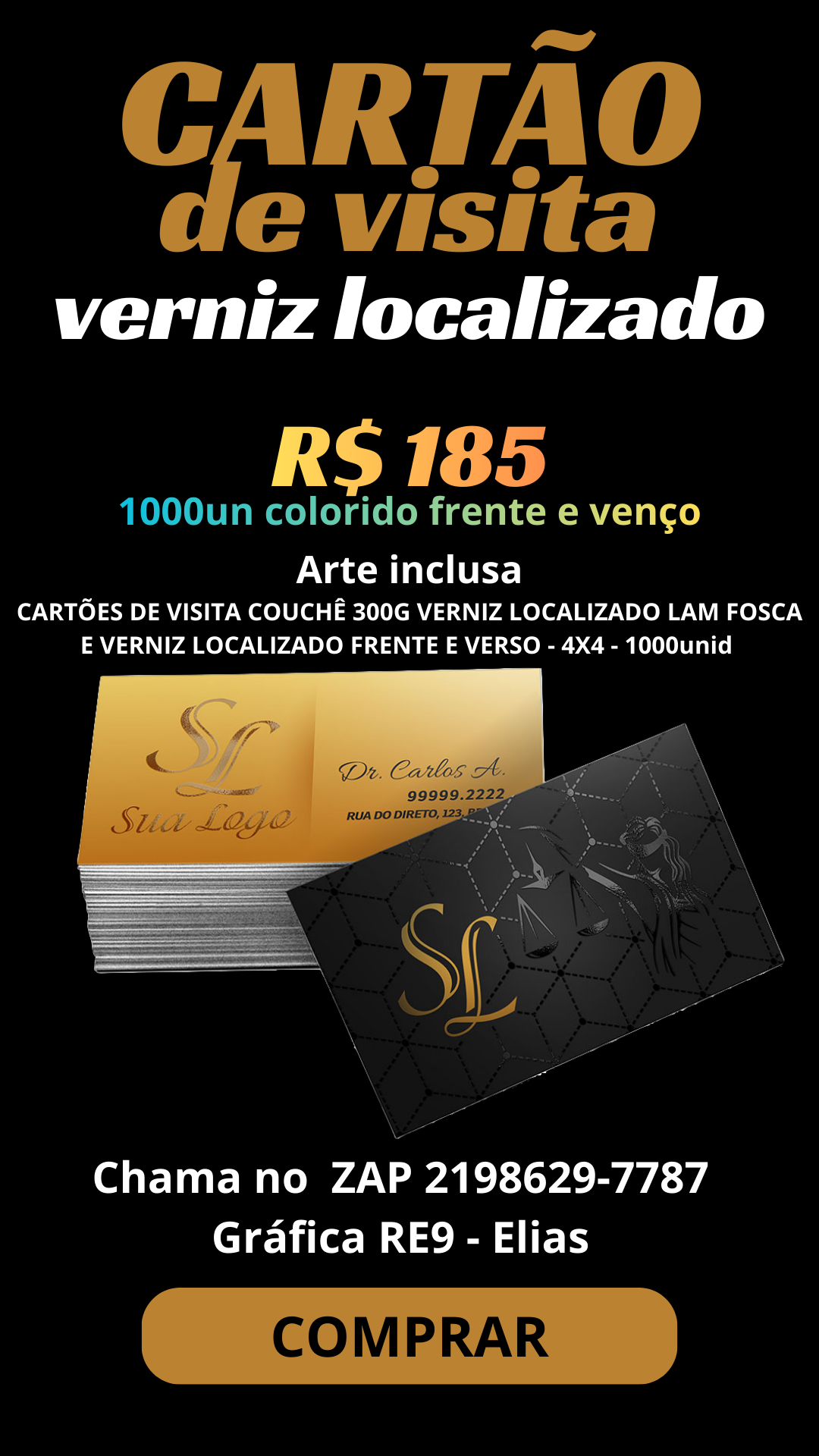 1000 un - Cartão de Visita Verniz Localizado